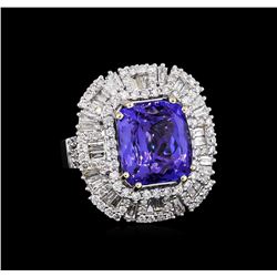 10.88ct Tanzanite and Diamond Ring - 18KT White Gold