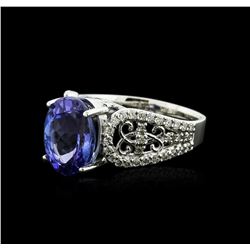 14KT White Gold 4.17ct Tanzanite and Diamond Ring