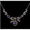 Image 2 : 1.63ctw Sapphire and Diamond Necklace - 18KT Yellow Gold