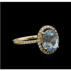 14KT Yellow Gold 2.62ct Aquamarine and Diamond Ring