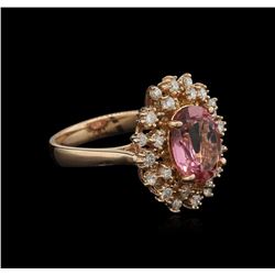 3.06ct Pink Tourmaline and Diamond Ring - 14KT Rose Gold