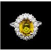 Image 2 : 3.40ct Yellow Sapphire and Diamond Ring - 14KT White Gold