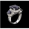 Image 3 : 12.15ctw Sapphire and Diamond Ring - 14KT White Gold