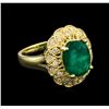 Image 1 : 3.38ct Emerald and Diamond Ring - 14KT Yellow Gold