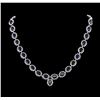 Image 1 : 47.00ctw Blue Sapphire and Diamond Necklace - 14KT White Gold