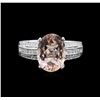 Image 2 : 3.13ct Morganite and Diamond Ring - 18KT White Gold
