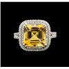 Image 2 : 4.67ct Citrine and Diamond Ring - 14KT White Gold