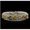 Image 1 : 14KT Yellow Gold 28.17ctw Multicolor Sapphire and Diamond Bracelet