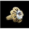 Image 1 : 14KT Yellow Gold 4.49ct Aquamarine and Blue Diamond Ring