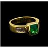 Image 1 : 2.40ct Emerald and Diamond Ring - 18KT Yellow Gold