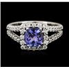 Image 1 : 14KT White Gold 1.41ct Tanzanite and Diamond Ring