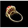 Image 3 : 6.80ct Coral and Diamond Ring - 14KT Yellow Gold