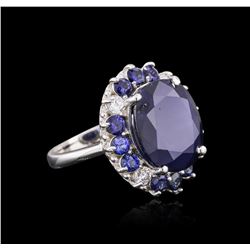 14KT White Gold 15.52ctw Sapphire and Diamond Ring