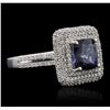 Image 1 : 14KT White Gold 2.90ct Sapphire and Diamond Ring