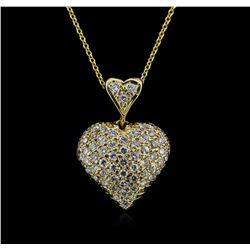0.95ctw Diamond Heart Pendant With Chain - 14KT Yellow Gold