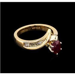 0.97ct Ruby and Diamond Ring - 14KT Rose Gold