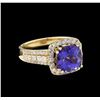 Image 1 : 14KT Yellow Gold 3.71ct Tanzanite and Diamond Ring