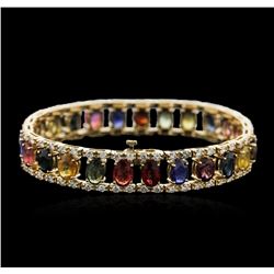 14KT Yellow Gold 23.25ctw Sapphire and Diamond Bracelet