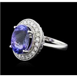 14KT White Gold 5.61ctw Tanzanite and Diamond Ring