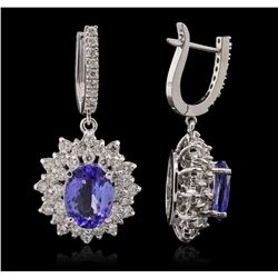 14KT White Gold 7.46ctw Tanzanite and Diamond Earrings