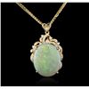 Image 1 : 14KT Yellow Gold 8.71ct Opal and Diamond Pendant With Chain