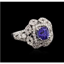 14KT White Gold 1.37ct Tanzanite and Diamond Ring