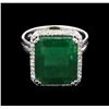 Image 2 : 7.82ct Emerald and Diamond Ring - 14KT White Gold
