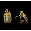Image 2 : 0.70ctw Yellow Diamond Earrings - 14KT Two-Tone Gold