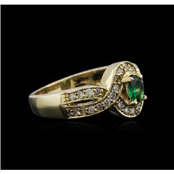 14KT Yellow Gold 0.82ct Emerald and Diamond Ring