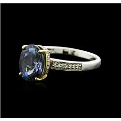 18KT Two-Tone Gold 3.07ct Tanzanite and Diamond Ring