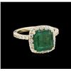 Image 1 : 2.71ct Emerald and Diamond Ring - 14KT Yellow Gold