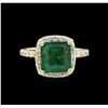 Image 2 : 2.71ct Emerald and Diamond Ring - 14KT Yellow Gold