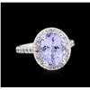Image 1 : 3.52ct Tanzanite and Diamond Ring - 14KT White Gold
