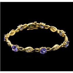 7.00ctw Tanzanite and Diamond Bracelet - 14KT Yellow Gold