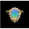 Image 2 : 1.00ct Opal and Diamond Ring - 14KT Yellow Gold