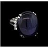 Image 1 : 53.63ct Blue Star Sapphire and Diamond Ring - 14KT White Gold
