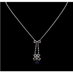0.69ct Blue Sapphire and Diamond Necklace - 18KT White Gold
