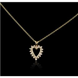 14KT Yellow Gold 0.19ctw Diamond Heart Pendant With Chain