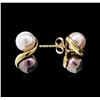 Image 2 : Black and White Pearl Earrings - 14KT Yellow Gold