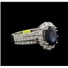 Image 1 : 2.00ct Blue Sapphire and Diamond Ring - 14KT White Gold