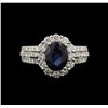 Image 2 : 2.00ct Blue Sapphire and Diamond Ring - 14KT White Gold