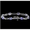Image 2 : 5.87ctw Tanzanite and Diamond Bracelet - 14KT White Gold