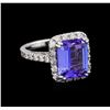 Image 1 : 5.58ct Tanzanite and Diamond Ring - 14KT White Gold