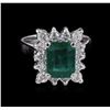 Image 2 : 2.77ct Emerald and Diamond Ring - 14KT White Gold
