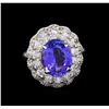 Image 2 : 4.78ct Tanzanite and Diamond Ring - 14KT White Gold