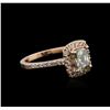 Image 1 : 14KT Rose Gold 1.66ctw Fancy Yellowish Green Diamond Ring