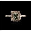 Image 2 : 14KT Rose Gold 1.66ctw Fancy Yellowish Green Diamond Ring