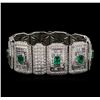 Image 1 : Platinum GIA Certified 9.37ctw Emerald and Diamond Bracelet