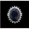Image 2 : 8.98ct Sapphire and Diamond Ring - 14KT White Gold