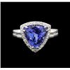 Image 2 : 2.88ct Tanzanite and Diamond Ring - 14KT White Gold